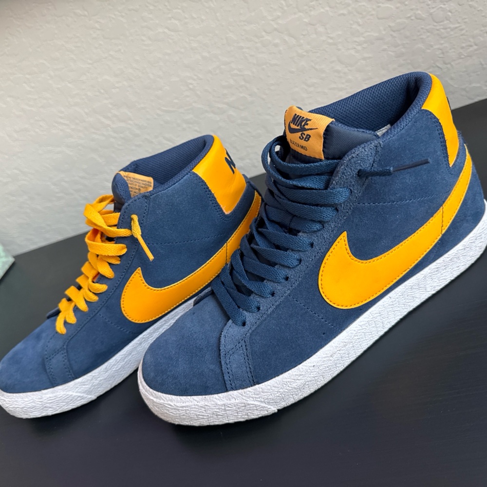 Nike Blue and Yellow High-Top Sneakers